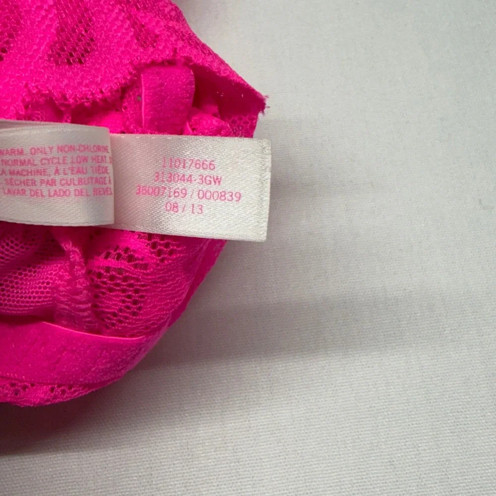 Victoria's Secret PINK Neon Pink Lace Bralette Floral‎ Stretch Small
